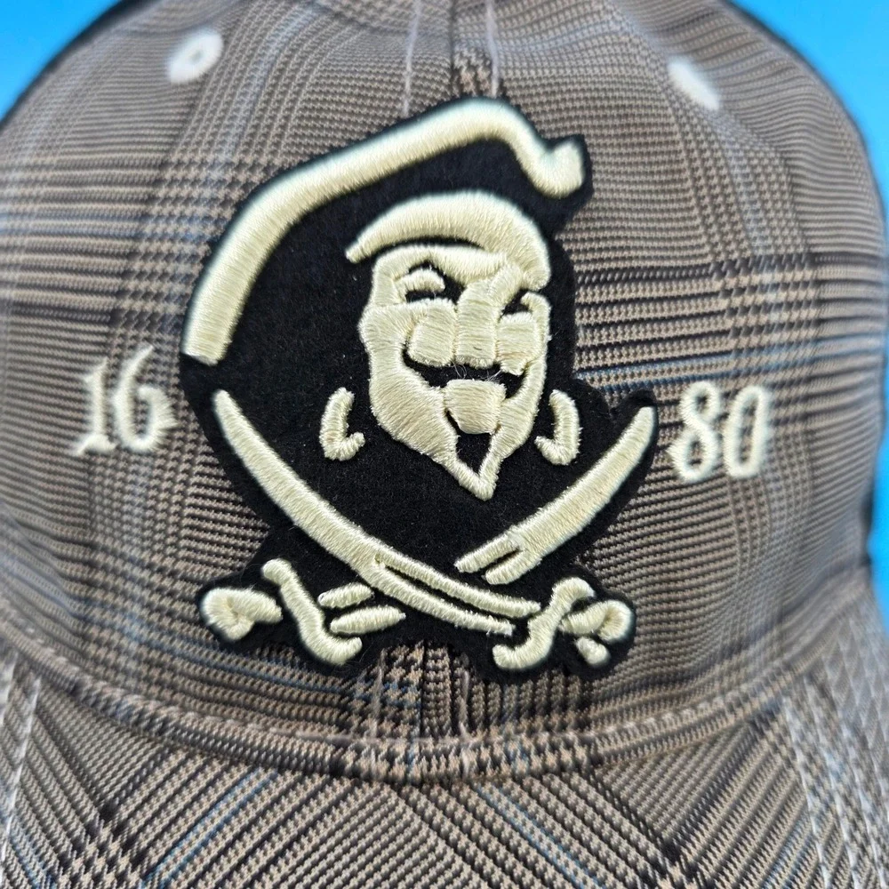 Captain Morgan Official Crew Gear Plaid Pirate Hat Black Brown Adjustable Cap